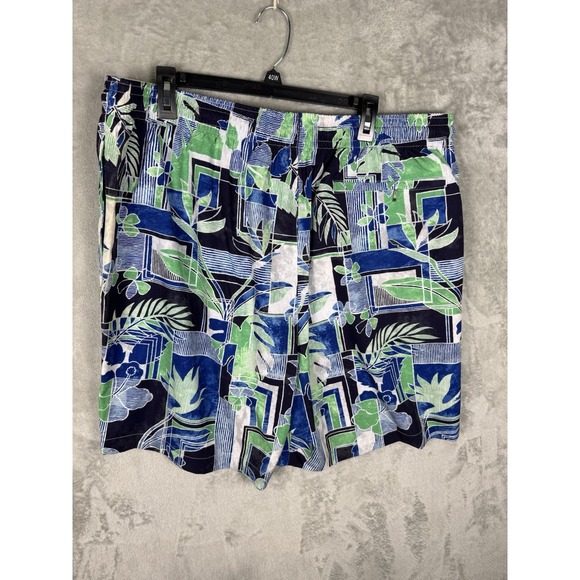 Caribbean‎ 2XT Swim Trunks Blue Flower  Print  7"Inseam  Boxer Brief Liner New - Picture 4 of 5